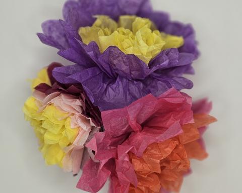 flowers made from colorful tissue paper