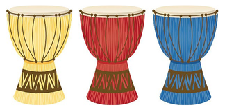 3 colorful African drums