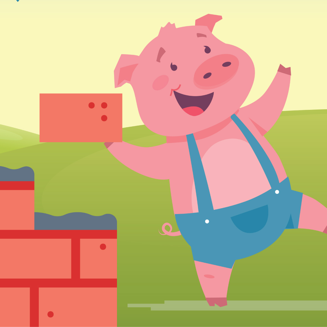 Little pig holding brick - image