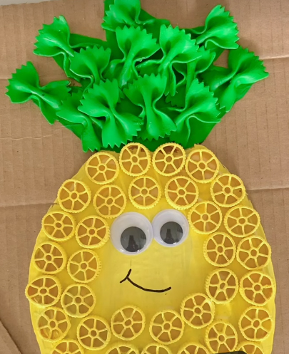 Painted Pasta Pineapple Craft - image