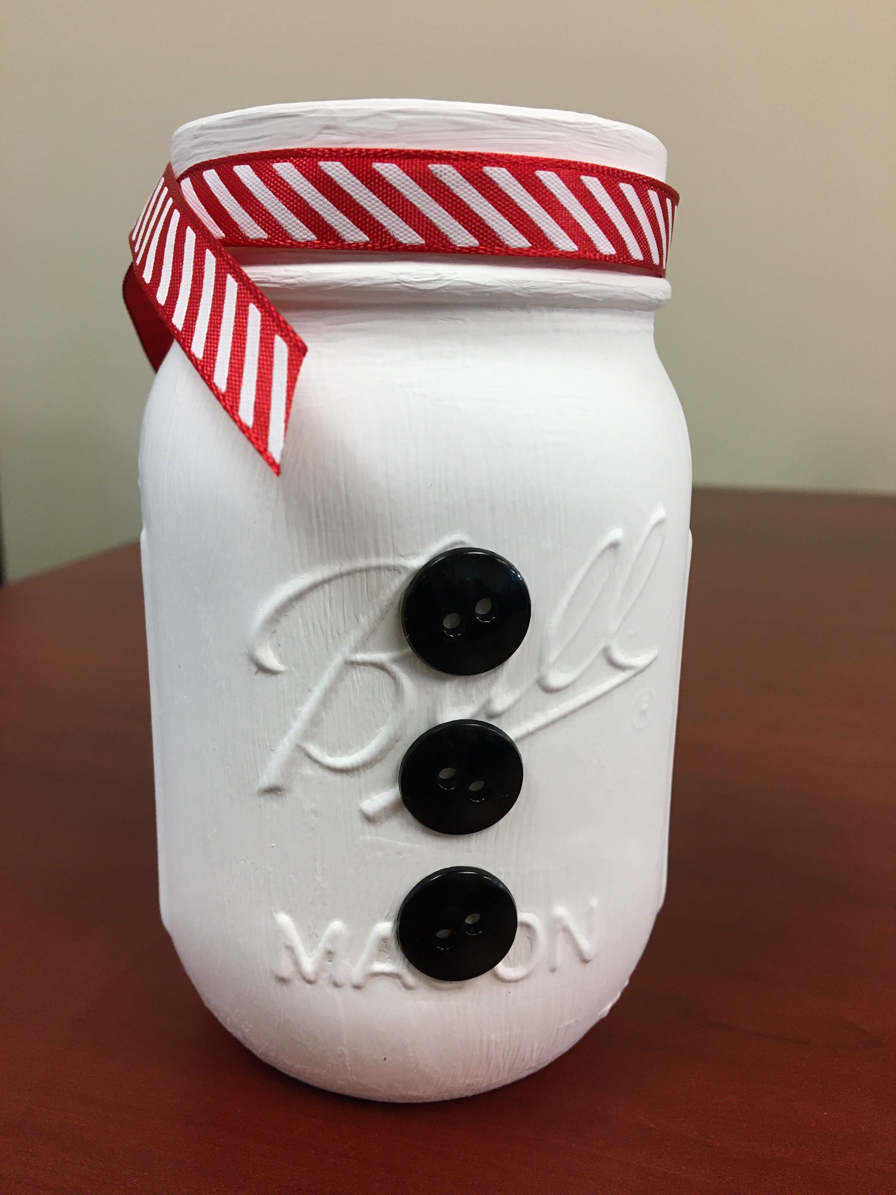 snowman decorated mason jar