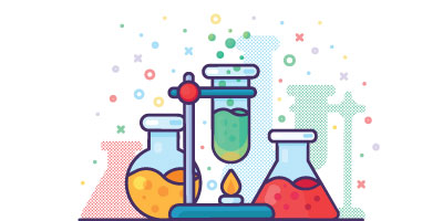 Beakers and science vials - image