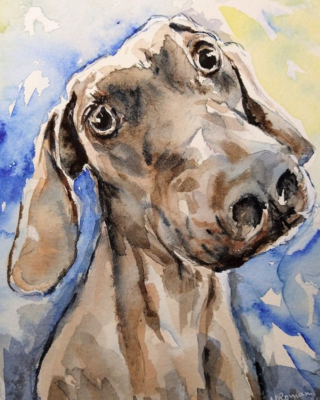 Painting of dog by Nancy Roman