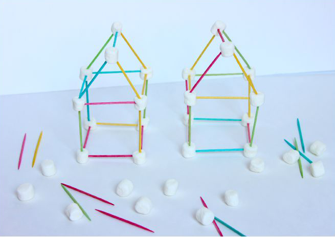 Toothpick houses with Marshmallows - photo