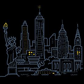 drawing - NYC at night