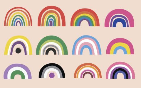 Illustrations of the many rainbows of the LGBTQ+ community