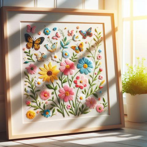 Emboridered image with spring themes