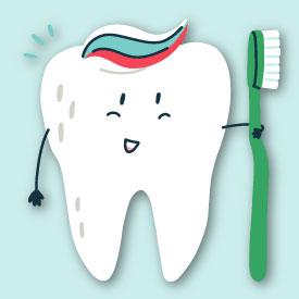 Healthy tooth with brush - illustration