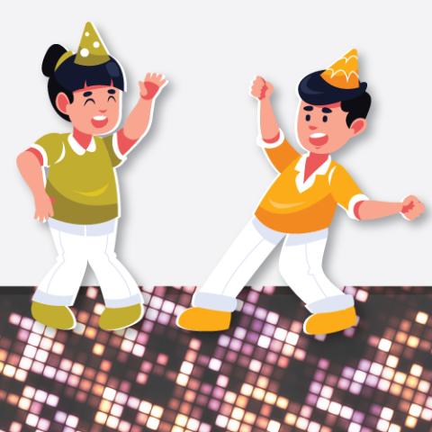 2 children dancing - illustration