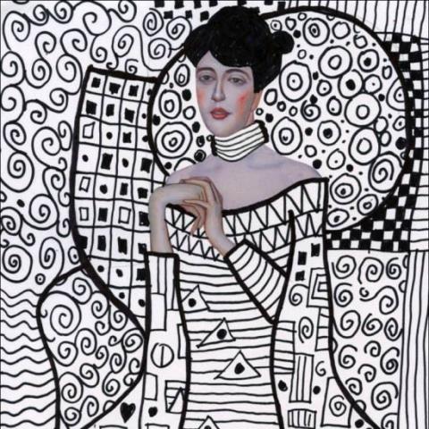 Famous Klimt painting with doodles