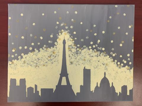 painting of the Paris skyline