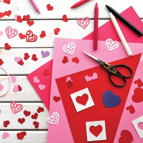 Photo - craft paper with cut out hearts