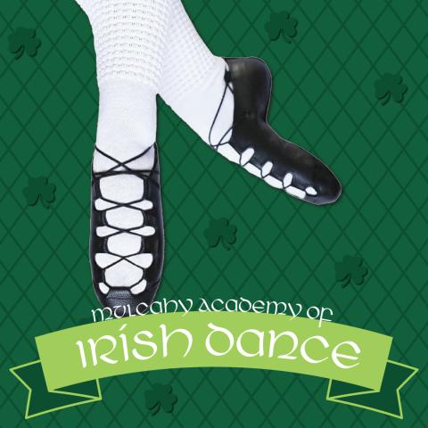 Graphics with dancing feet on green background