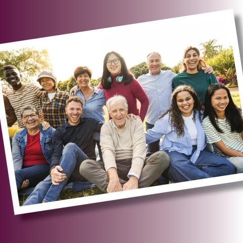 Multigenerational Photo with adults sitting outside