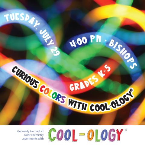 Photo with blurred colored lines, some text, and Cool-ology logo