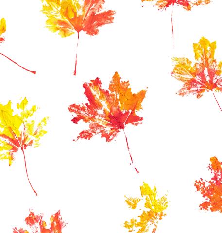 leaf prints made from painted and pressed leaves