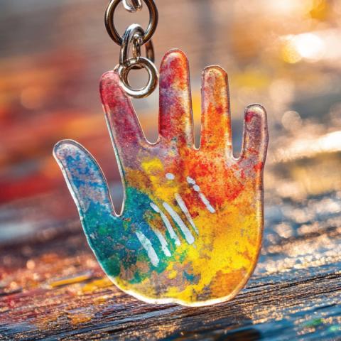 Shrinky Dink (c) hand shape keychain