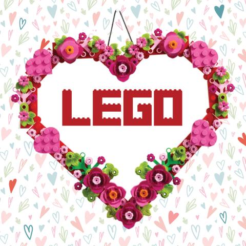 Photo Lego (c) Wreath on hand drawn hearts background