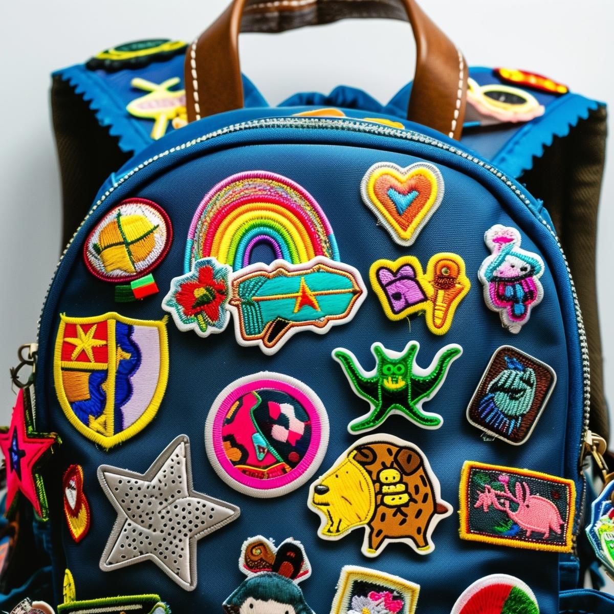 Backpack with pins and patches