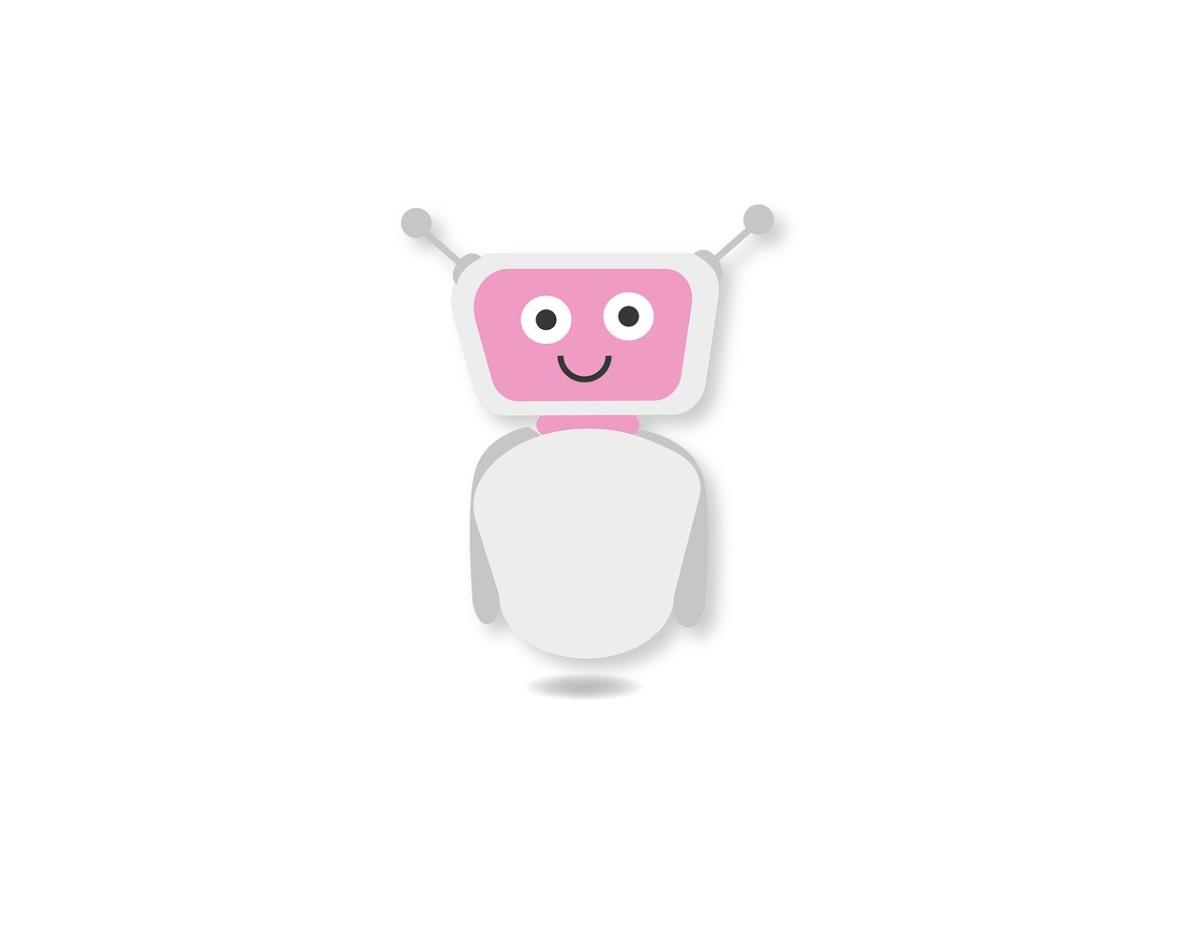 pink and gray smiling robot