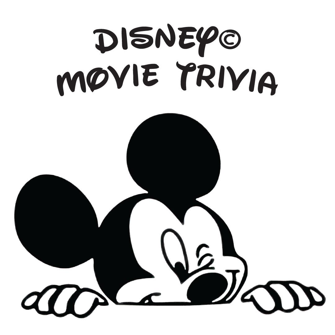 Disney Movie Trivia text with Mickey illustration