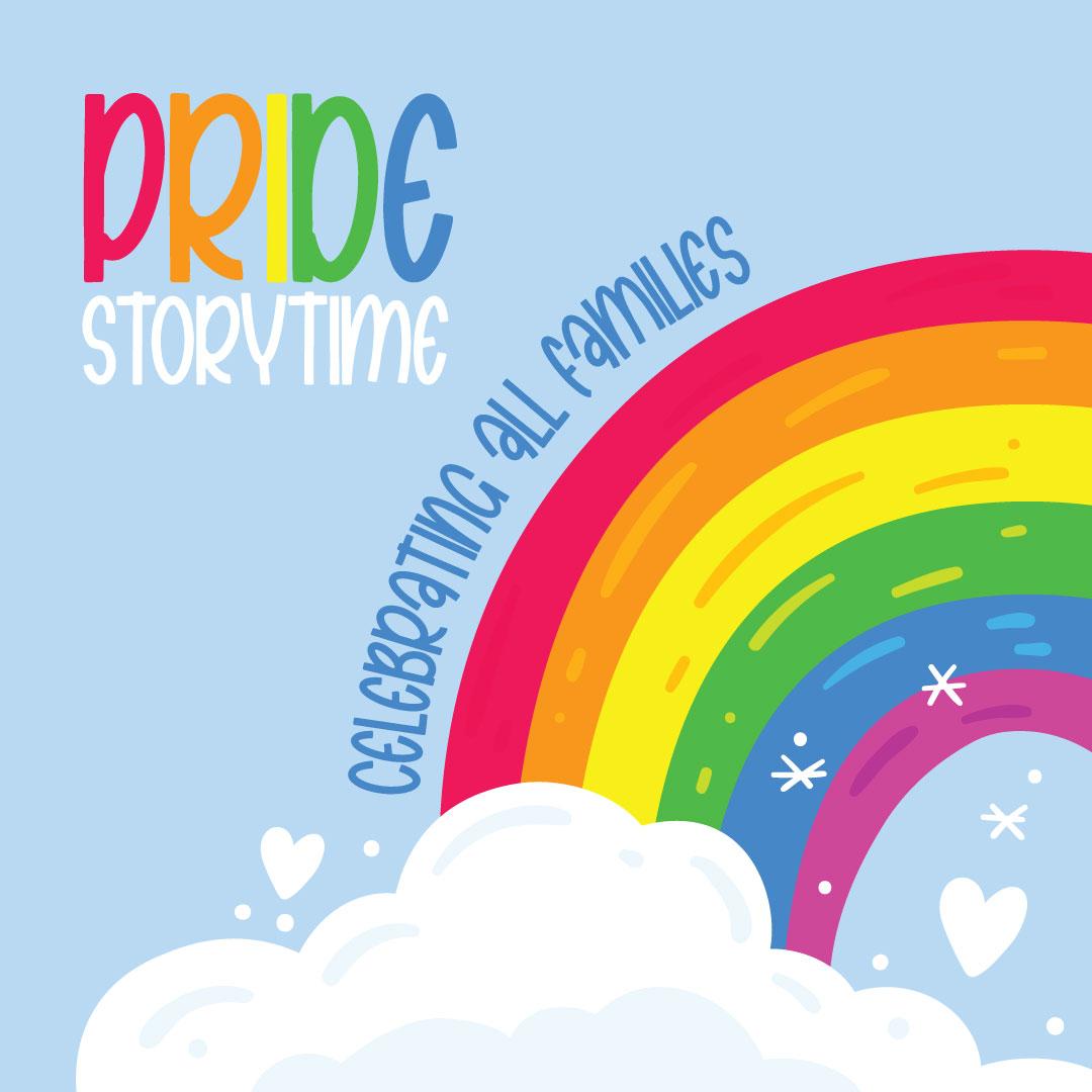 Illustration - rainbow with Pride Storytime text