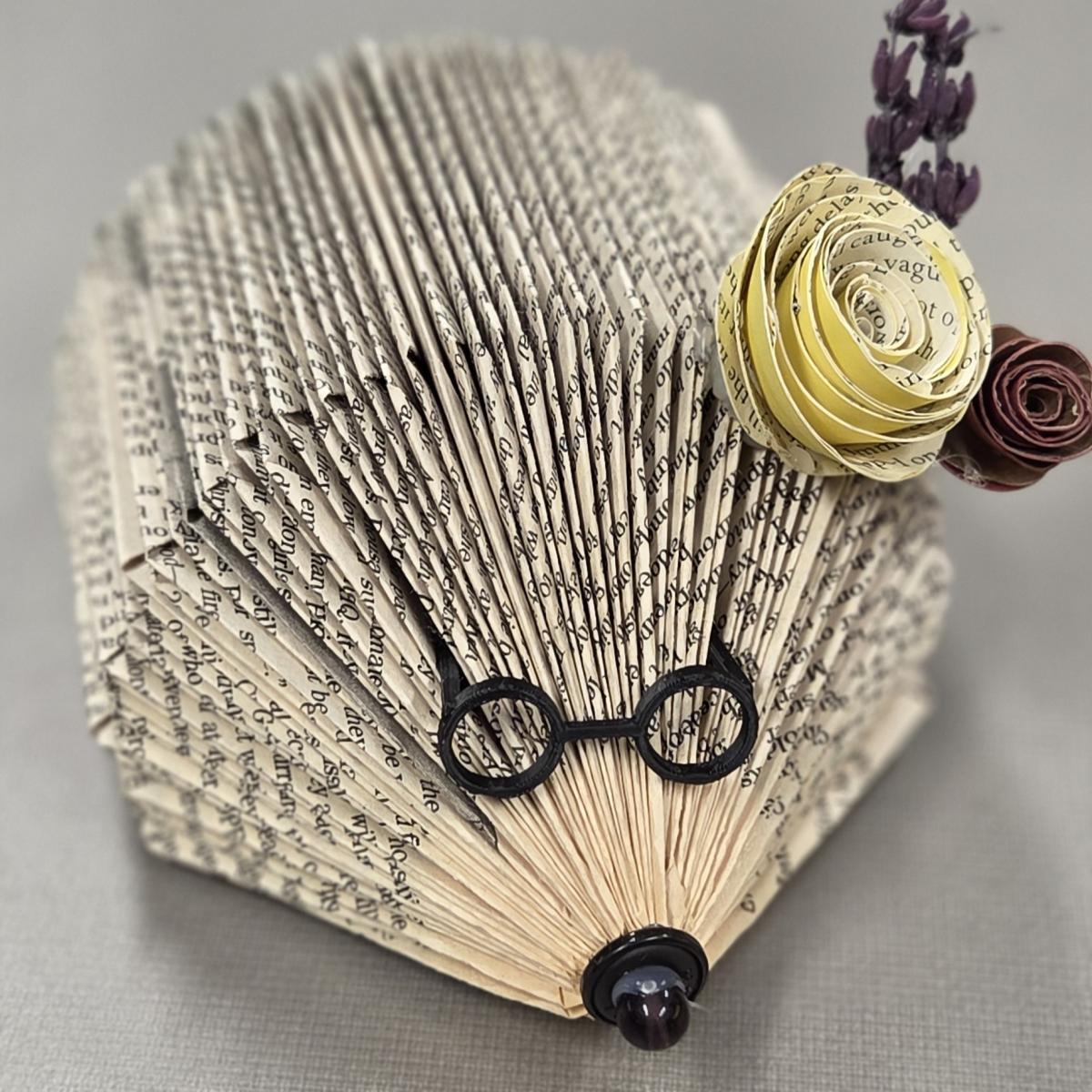 hedgehog made of old book