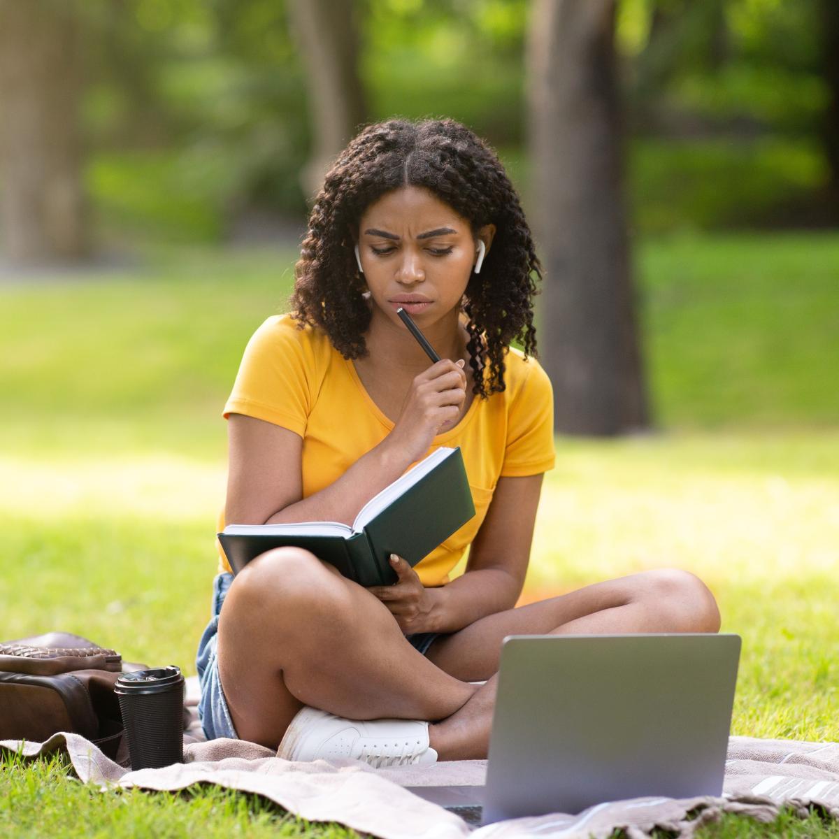 Student writing an essay