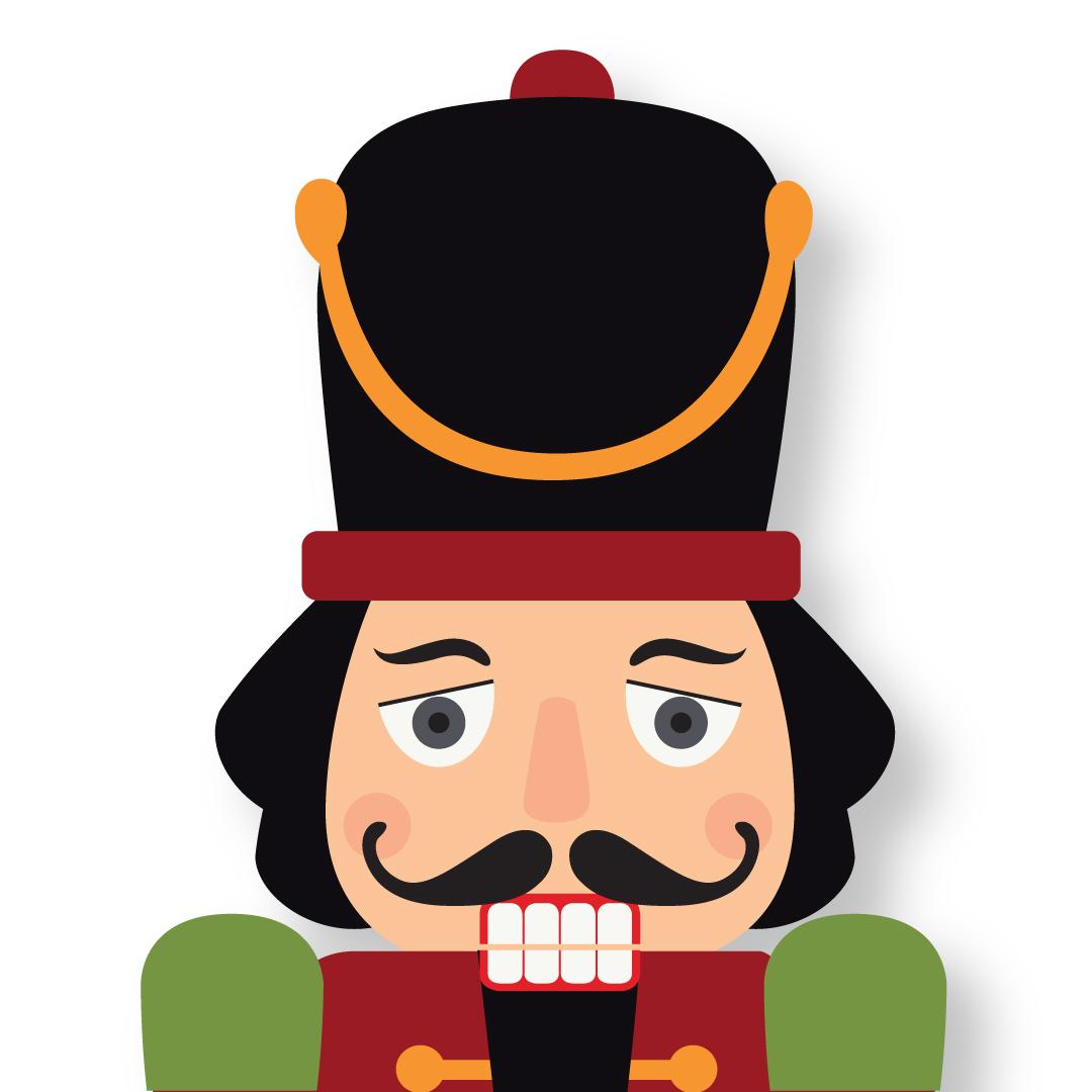 Illustration of nutcracker head - close up