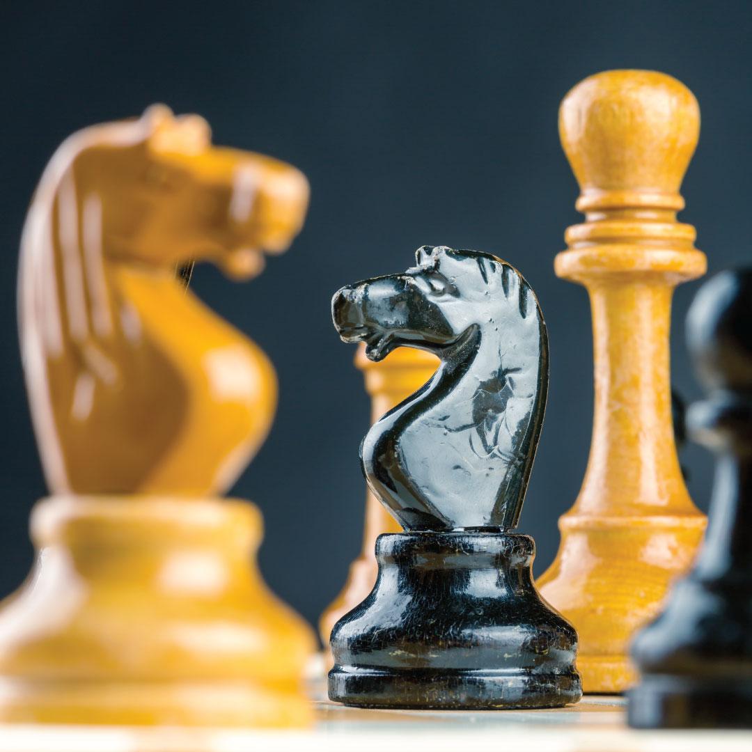 Up close photo of chess pieces