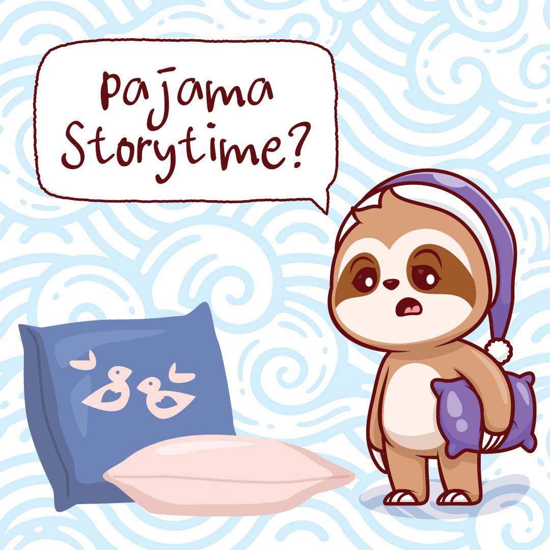 Illustration - sloth holding pillow