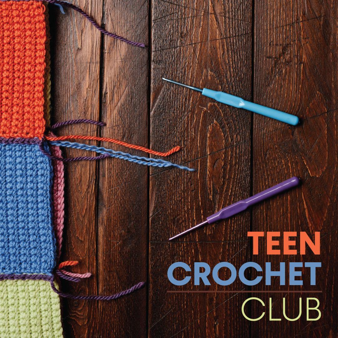 Crochet needles and crochet squares on table - photo