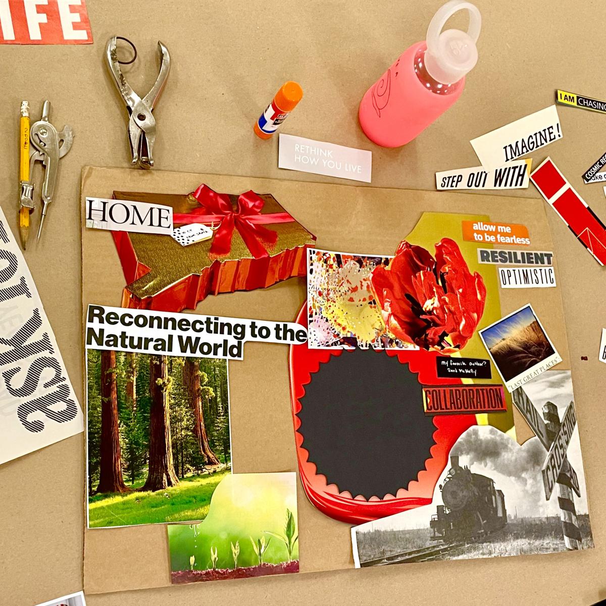 materials and tools for creating a collage